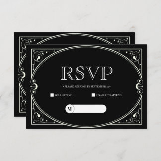 Elegante minimalistische zwart-wit RSVP kaart
