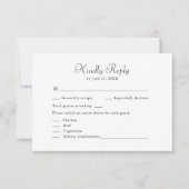Elegante minimalistische zwart-wit RSVP kaart (Voorkant)