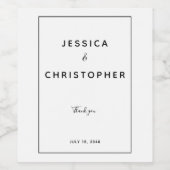 Elegante minimalistische zwart-wit Simple Classy Wijn Etiket (Enkel label)