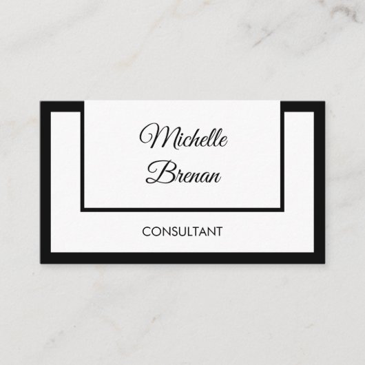 Elegante minimalistische zwart-wit visitekaartje (Voorkant)