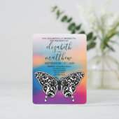 Elegante Minimalistische Zwart-Wit Vlinder en Zons Kaart (Staand voorkant)