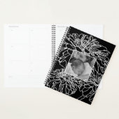 Elegante minimalistische zwart-witte bloemtekening planner (Display)