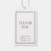 Elegante minimalistische zwart-witte bruidsthee cadeaulabel (Voorkant)