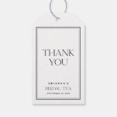 Elegante minimalistische zwart-witte bruidsthee cadeaulabel (Achterkant)
