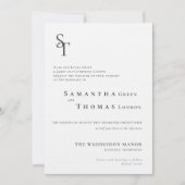 Elegante minimalistische zwart witte Initialen bru Kaart (Voorkant)