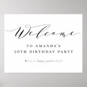 Elegante minimalistische zwart-witte kalligrafie W Poster (Voorkant)