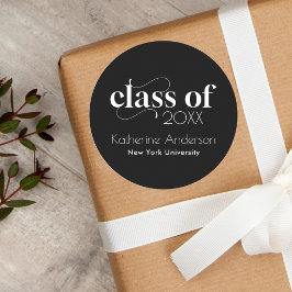Elegante Minimalistische Zwarte Afstudeeruitnodigi Ronde Sticker