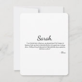 Elegante minimalistische zwarte boog bruidsmeisje  kaart (Achterkant)