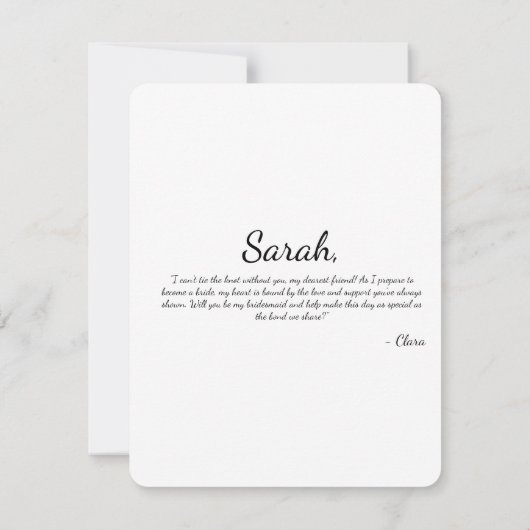 Elegante minimalistische zwarte boog bruidsmeisje  kaart (Achterkant)