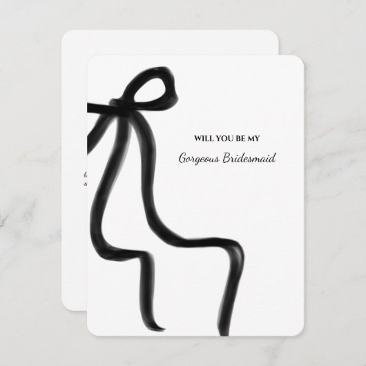 Elegante minimalistische zwarte boog bruidsmeisje  kaart (Voorkant / Achterkant)