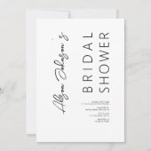 Elegante minimalistische zwarte bruids douche uitn kaart (Voorkant)