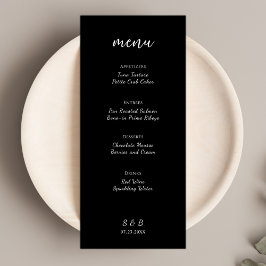 Elegante minimalistische zwarte bruiloft menu