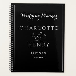 Elegante minimalistische zwarte bruiloft planner