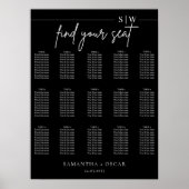 Elegante minimalistische zwarte bruiloft zitkaart poster (Voorkant)