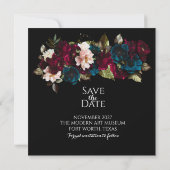 Elegante Minimalistische Zwarte en Bloemige Bruilo Save The Date (Achterkant)