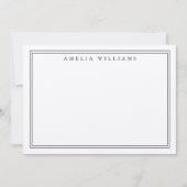 Elegante minimalistische zwarte en Ecru twee grens Notitiekaartje (Voorkant)