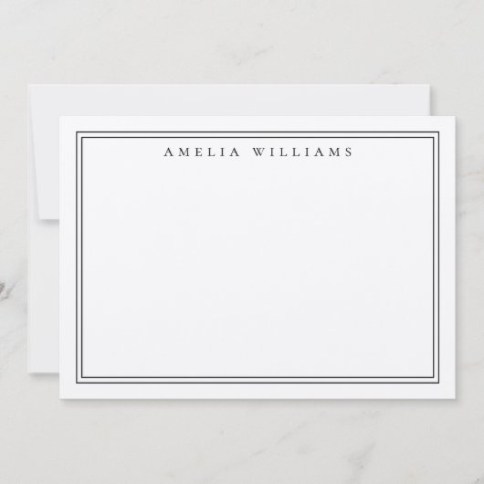 Elegante minimalistische zwarte en Ecru twee grens Notitiekaartje (Voorkant)