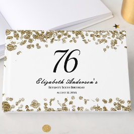 Elegante Minimalistische Zwarte en Gouden 76e Verj Gastenboek