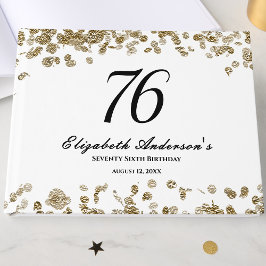 Elegante Minimalistische Zwarte en Gouden 76e Verj Gastenboek
