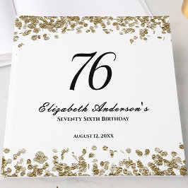 Elegante Minimalistische Zwarte en Gouden 76e Verj Gastenboek