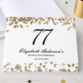 Elegante Minimalistische Zwarte en Gouden 77e Verj Gastenboek