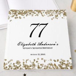 Elegante Minimalistische Zwarte en Gouden 77e Verj Gastenboek