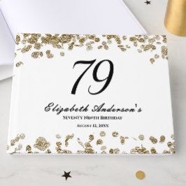Elegante Minimalistische Zwarte en Gouden 79e Verj Gastenboek