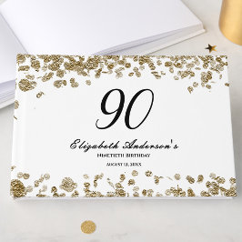 Elegante Minimalistische Zwarte en Gouden 90ste Ve Gastenboek