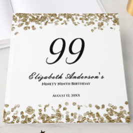 Elegante Minimalistische Zwarte en Gouden 99e Verj Gastenboek