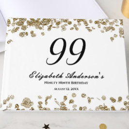 Elegante Minimalistische Zwarte en Gouden 99e Verj Gastenboek