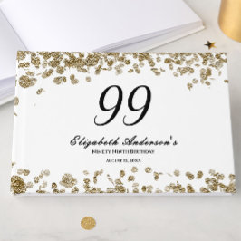 Elegante Minimalistische Zwarte en Gouden 99e Verj Gastenboek
