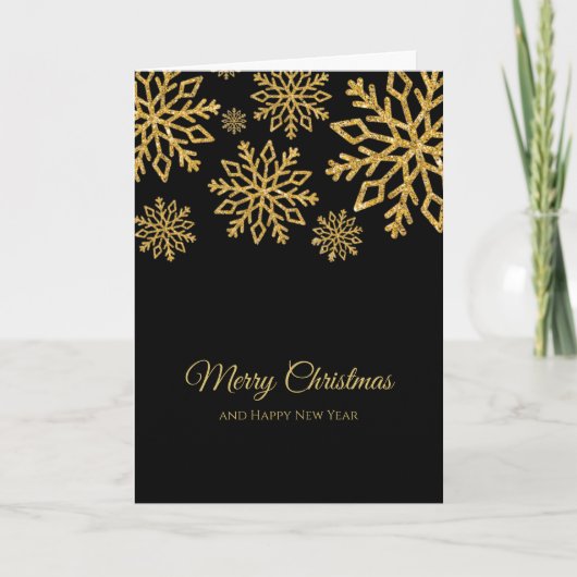 Elegante minimalistische zwarte en gouden kerst kaart (Voorkant)