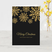 Elegante minimalistische zwarte en gouden kerst kaart (Gele Bloem)