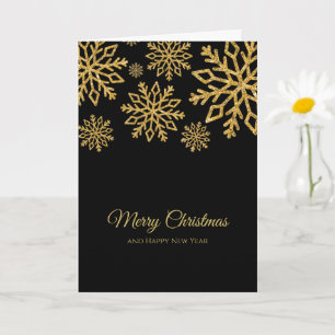 Elegante minimalistische zwarte en gouden kerst kaart