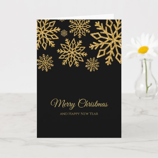 Elegante minimalistische zwarte en gouden kerst kaart (Kleine Plant)