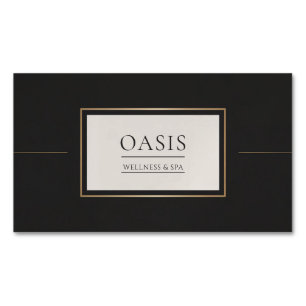 Elegante Minimalistische Zwarte en Gouden Lijst Magnetisch Visitekaartje