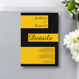 Elegante Minimalistische Zwarte En Gouden Moderne Informatiekaartje