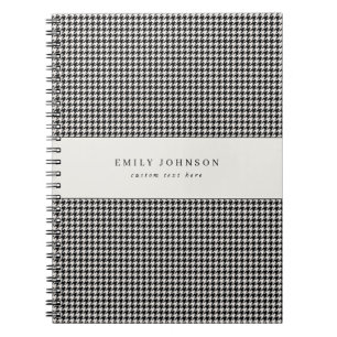 Elegante Minimalistische Zwarte en Ivoorkleurige H Notitieboek
