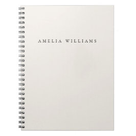 Elegante Minimalistische Zwarte en Ivoren Monogram Notitieboek