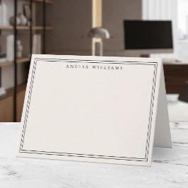 Elegante Minimalistische Zwarte en Ivoren Twee Ran Notitiekaartje