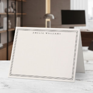 Elegante Minimalistische Zwarte en Ivoren Twee Ran Notitiekaartje
