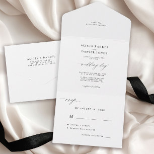 Elegante minimalistische zwarte en witte eenvoudig all in one uitnodiging