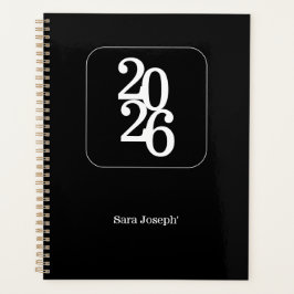 Elegante Minimalistische Zwarte en Witte Eenvoudig Planner