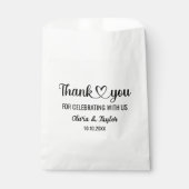 Elegante Minimalistische Zwarte en Witte Hart Beda Bedankzakje (Voorkant)