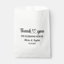 Elegante Minimalistische Zwarte en Witte Hart Beda Bedankzakje