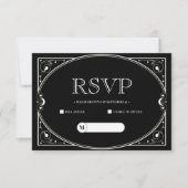Elegante minimalistische zwarte en witte RSVP kaar (Voorkant)