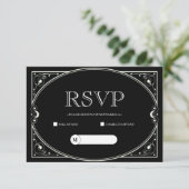Elegante minimalistische zwarte en witte RSVP kaar (Staand voorkant)