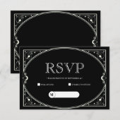 Elegante minimalistische zwarte en witte RSVP kaar (Voorkant / Achterkant)