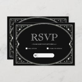 Elegante minimalistische zwarte en witte RSVP kaar