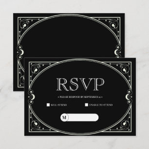Elegante minimalistische zwarte en witte RSVP kaar Kaartje